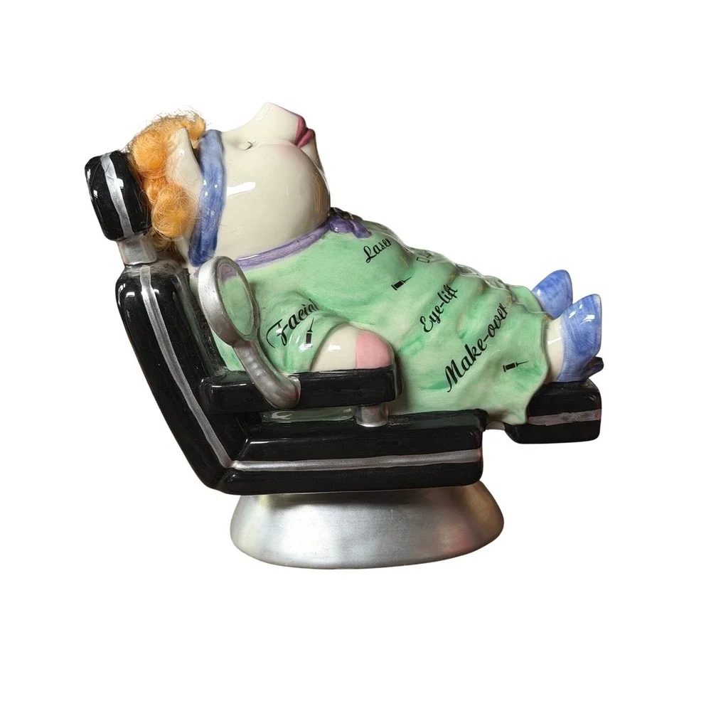 Mud Pie Forever Young Fund Piggy Bank Ceramic Plastic Surgery Spa Pig Decor